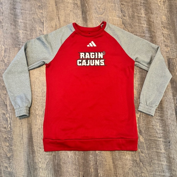 adidas Sweaters - Adidas Ragin’ Cajuns Sweatshirt Medium Red Gray Long Sleeve Pullover NCAA